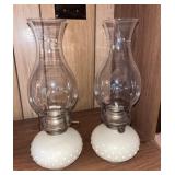 Vintage Pair of Kerosene Hobnail Lamps
