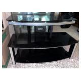 Vtg. Whalen Style Black Tempered Glass Audio Stand