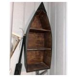 Vintage Wooden Boat Shelf w/ Oars
