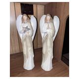 Vintage Pair of Large Ceramic Anegls - 2