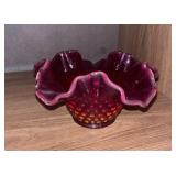Vtg. Fenton Opalescent Plum Hobnail Bowl
