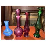 Vintage Avon Colored Glass Decanters & Vases