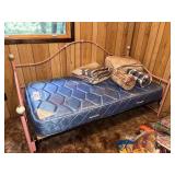 Vintage Pink Metal Day Bed w/ Twin Mattress