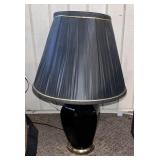 Pair of Black Ceramic & Brass Plated Lamps