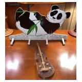 Vintage Hand Made Panda Coat Rack & Key Rack