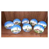 Vintage Collectible Lighthouse Plates w/ Stand - 8
