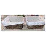 Pair of Wicker Baskets w/ Handle & Liner