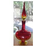 C. 1960 Blenko Amberina Genie Bottle Decanter