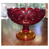 Vtg. L E Smith Amberina Moon & Stars Compote