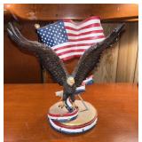 Vintage Resin American Eagle w/ Flag Figurine
