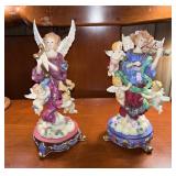 Vintage Pair of Resin Angels w/ Cherubs