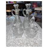 Vintage Pair of Pressed Glass Cruets w/ Stoppers