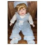 C 1990 Royal Cathay Porcelain Doll w/ Blue Suit