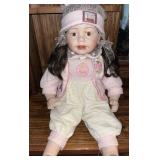 C 1980 Vinyl Doll w/ Pink Pajamas & Hat