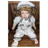 C 1990 Royal Cathay Porcelain Doll w/ Sailor Suit