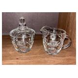 Vtg. Anchor Hocking Star of David Cream & Sugar