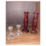 Vtg DePlomb Crystal Star Candle Holders
