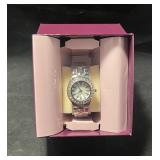 Vtg. Quartz Ladies Silver Tone & Rhinestone Watch