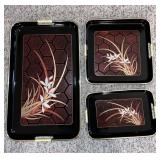 Vintage Japanese Black Laquer Serving Trays - 3