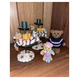 Vintage Collection of Resin Bears & Candle Holders