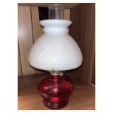 C. 1910 Plume & Atwood Ruby Red Kerosene Lamp