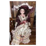 C 1980 Porcelain Doll w/ Victorian Dress