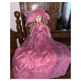 C 1980 Porcelain Doll w/ Victorian Dress
