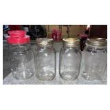 Vintage Assorted Mason  Clear Jars - 4