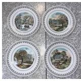 Vtg Four Seasons Currier & Ives Porcelain Plates