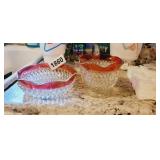 (2) VTG INDIANA GLASS RUBY RED RIMMED DISHES