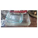 (4) PYREX GLASS DISHES *2 CASSEROLE, SQUARE & LOAF