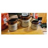 3 STONEWARE MEASURING CUPS