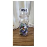 MR PEANUT GLASS JAR OF MARBLES