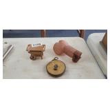 AVON BOTTLE CANNON, WOODEN WAGON PLUS