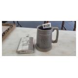 PEWTER STEIN AND DEER FLASK