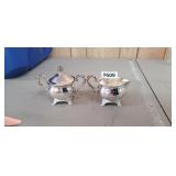 SILVER PLATED SUGAR AND CREAMER SET