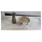 BRASS VASE AND CANDLE HOLDER