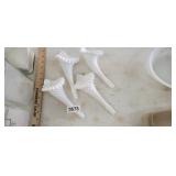 (4) HOBNOB MILK GLASS EPERGNE HORNS *FENTON?
