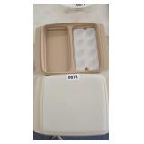 (2) TUPPERWARE DIVIDED STORAGE WITH EGG TRAY