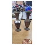 2 BRASS VASES