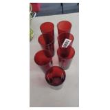 (7) ANCHOR HOCKING RUBY RED GLASS WATER CUPS