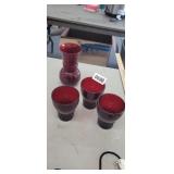 (3) ANCHOR HOCKING WINDSOR JUICE GLASSES AND VASE