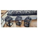 3 GLASS METAL LANTERNS