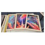(3) SPACE AND ASTRONAUT FRAMED ART