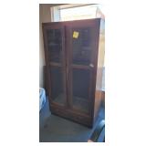 WOODEN GUN CABINET *NO KEY, DOOR LOCKED