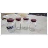 (4) VINTAGE GLASS JARS