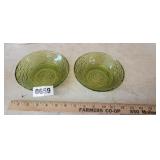 (2) ANCHOR HOCKING AVOCADO GREEN GLASS BOWLS