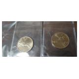 (2) ONE DOLLAR COINS