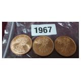 (3) 1 OUNCE .999 FINE COPPER ROUNDS