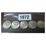 (5) 40% SILVER KENNEDY HALF DOLLARS